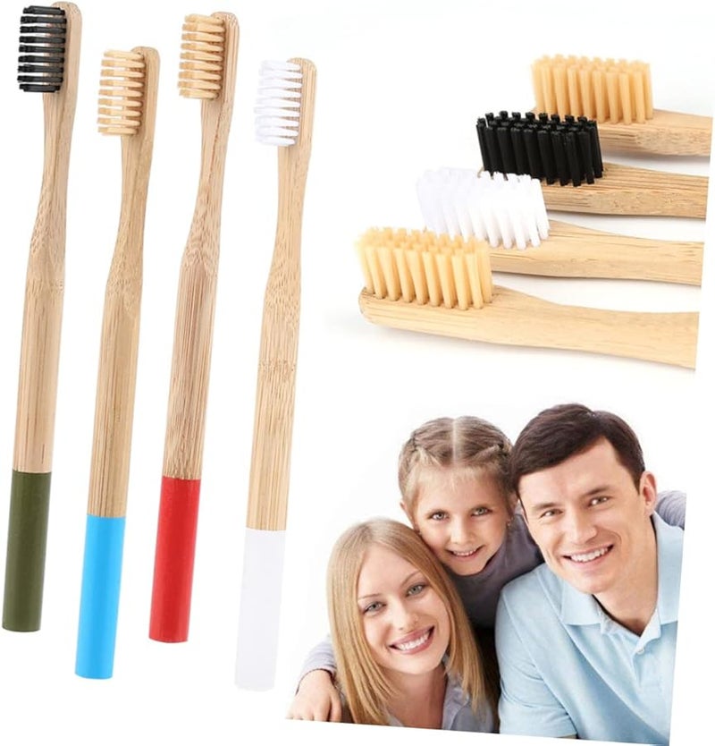 Baluue 4pcs Biodegradable Soft Bristles Toothbrushes Eco Friendly Manual for Adults Travel Home Use Yellow - Image 2